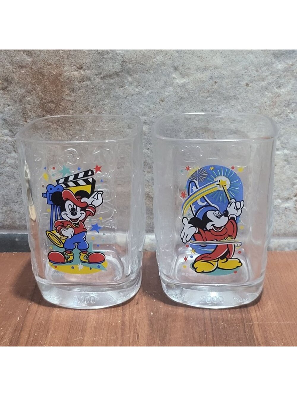 Lot of 2 Vintage 2000 Walt Disney World McDonalds Millennium Celebration Glasses